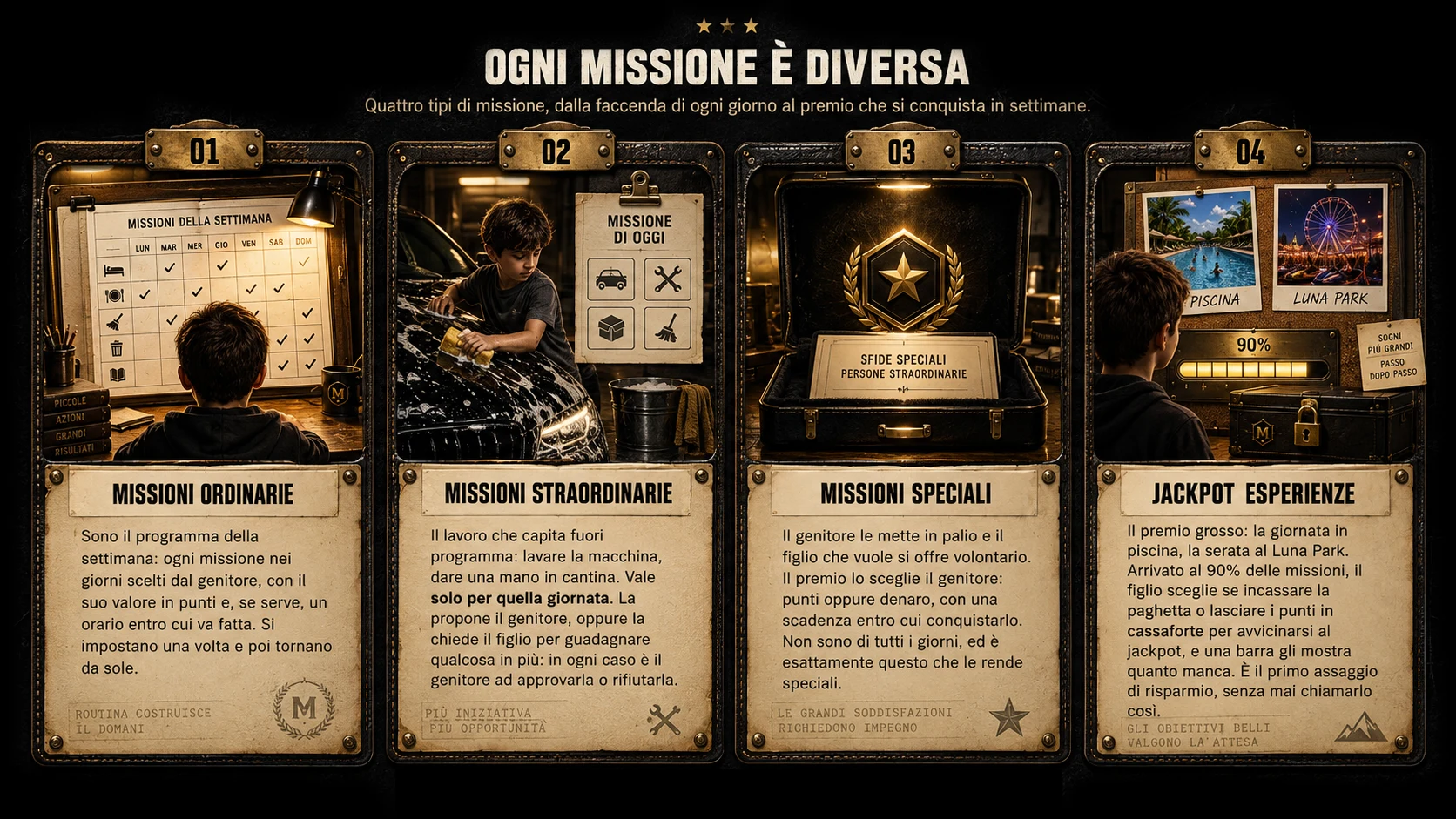 Jede Mission ist anders: normale Missionen, Sondereinsätze, Sondermissionen mit Preis und Erlebnis-Jackpots