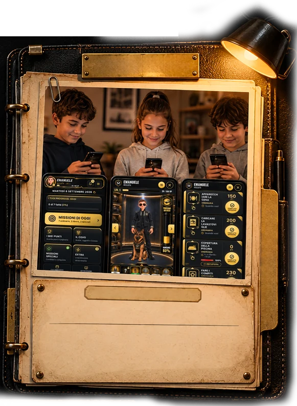 Volles Erlebnis: jedes Kind hat die App auf dem eigenen Handy, mit seinen Missionen und seinen Punkten, und die Eltern sehen alles