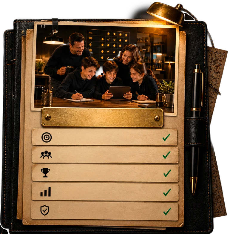 Die Lösung: die Familie wird ein Team, die Hausarbeit wird zur Mission mit Punkten und Taschengeld, und die Ergebnisse sind sichtbar